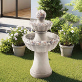 Rock Water Fountain - Elegant 2-Tier Outdoor Fountain with Rock Base