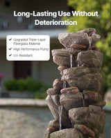 Rock Waterfall Fountain - 7-Tier Cascading Outdoor Water Feature