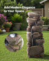 Rock Waterfall Fountain - 7-Tier Cascading Outdoor Water Feature