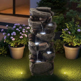 Rock Waterfall Fountain - 7-Tier Cascading Outdoor Water Feature