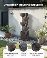 Serene Outdoor Jar Water Fountain – 5-Tier Cascading Beauty for Your Space