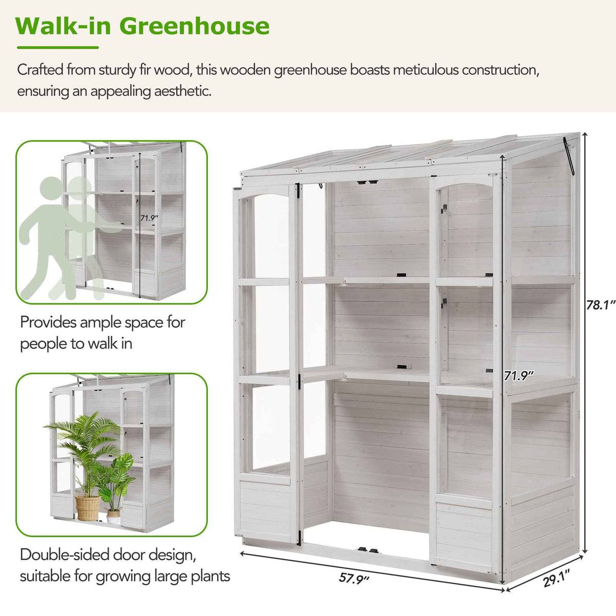 Transform Your Gardening Experience with the TOPMAX 78-Inch Wooden Walk-in Greenhouse
