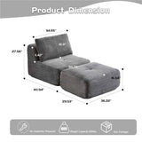 A grey corduroy Modern Chaise Lounge Sofa from NatureScape Living, with a modular design and comfortable memory foam.
