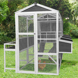 Walk-in Chicken Coop with Run for 10 Chickens - Cozy Backyard Home
