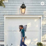 Wall Lantern Light - 21inch Modern Black Metal & Clear Glass Sconce (2 Pack)