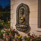 Wall Mounted Fountain - 31" Bronze 3-Tier Outdoor Water Feature