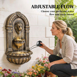 Wall Mounted Fountain - 31" Bronze 3-Tier Outdoor Water Feature