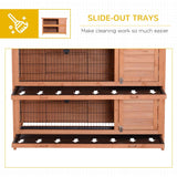 Wooden Rabbit Hutch - 54" 2-Story Bunny Cage for Indoor & Outdoor