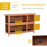 Wooden Rabbit Hutch - 54" 2-Story Bunny Cage for Indoor & Outdoor