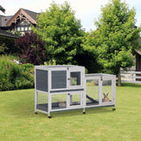 Wooden Rabbit Hutch: Elevated Pet House for Bunnies and Small Animals
